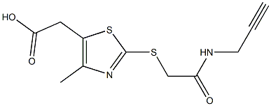 2-(4-methyl-2-{[(prop-2-yn-1-ylcarbamoyl)methyl]sulfanyl}-1,3-thiazol-5-yl)acetic acid,,结构式