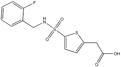 2-(5-{[(2-fluorophenyl)methyl]sulfamoyl}thiophen-2-yl)acetic acid Struktur