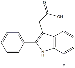 2-(7-fluoro-2-phenyl-1H-indol-3-yl)acetic acid 化学構造式