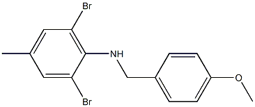 2,6-dibromo-N-[(4-methoxyphenyl)methyl]-4-methylaniline,,结构式