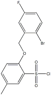 2-[(2-bromo-5-fluorophenyl)methoxy]-5-methylbenzene-1-sulfonyl chloride,,结构式