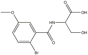 2-[(2-bromo-5-methoxybenzoyl)amino]-3-hydroxypropanoic acid Struktur