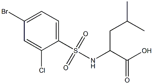 2-[(4-bromo-2-chlorobenzene)sulfonamido]-4-methylpentanoic acid,,结构式