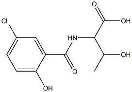 2-[(5-chloro-2-hydroxybenzoyl)amino]-3-hydroxybutanoic acid 化学構造式