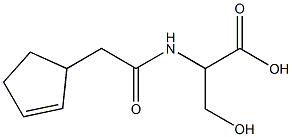 2-[(cyclopent-2-en-1-ylacetyl)amino]-3-hydroxypropanoic acid,,结构式