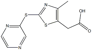 2-[4-methyl-2-(pyrazin-2-ylsulfanyl)-1,3-thiazol-5-yl]acetic acid Struktur