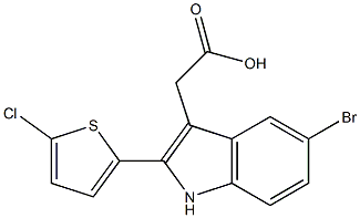 2-[5-bromo-2-(5-chlorothiophen-2-yl)-1H-indol-3-yl]acetic acid 化学構造式