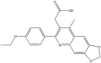 2-[6-(4-ethoxyphenyl)-8-methyl-2H-[1,3]dioxolo[4,5-g]quinolin-7-yl]acetic acid Struktur