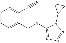 2-{[(1-cyclopropyl-1H-1,2,3,4-tetrazol-5-yl)sulfanyl]methyl}benzonitrile Struktur