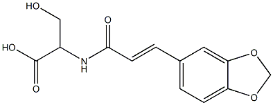 2-{[(2E)-3-(1,3-benzodioxol-5-yl)prop-2-enoyl]amino}-3-hydroxypropanoic acid 结构式