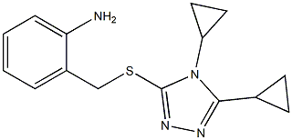 2-{[(4,5-dicyclopropyl-4H-1,2,4-triazol-3-yl)sulfanyl]methyl}aniline,,结构式