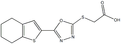 2-{[5-(4,5,6,7-tetrahydro-1-benzothiophen-2-yl)-1,3,4-oxadiazol-2-yl]sulfanyl}acetic acid 化学構造式