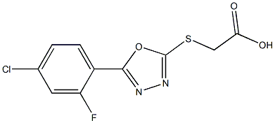 2-{[5-(4-chloro-2-fluorophenyl)-1,3,4-oxadiazol-2-yl]sulfanyl}acetic acid 化学構造式