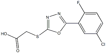 2-{[5-(5-chloro-2-fluorophenyl)-1,3,4-oxadiazol-2-yl]sulfanyl}acetic acid 化学構造式