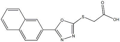 2-{[5-(naphthalen-2-yl)-1,3,4-oxadiazol-2-yl]sulfanyl}acetic acid Struktur