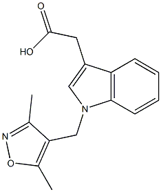 2-{1-[(3,5-dimethyl-1,2-oxazol-4-yl)methyl]-1H-indol-3-yl}acetic acid,,结构式