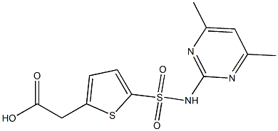 2-{5-[(4,6-dimethylpyrimidin-2-yl)sulfamoyl]thiophen-2-yl}acetic acid 化学構造式