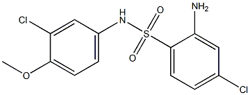 2-amino-4-chloro-N-(3-chloro-4-methoxyphenyl)benzene-1-sulfonamide 化学構造式