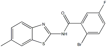 2-bromo-5-fluoro-N-(6-methyl-1,3-benzothiazol-2-yl)benzamide Structure