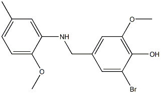 2-bromo-6-methoxy-4-{[(2-methoxy-5-methylphenyl)amino]methyl}phenol 化学構造式