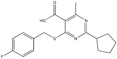 2-cyclopentyl-4-[(4-fluorobenzyl)thio]-6-methylpyrimidine-5-carboxylic acid,,结构式