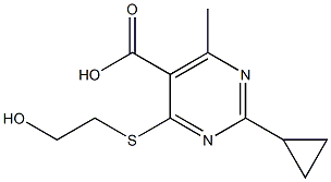 2-cyclopropyl-4-[(2-hydroxyethyl)thio]-6-methylpyrimidine-5-carboxylic acid Structure