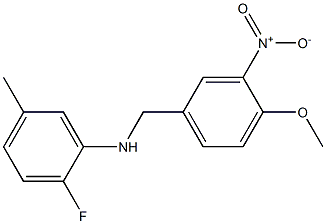 2-fluoro-N-[(4-methoxy-3-nitrophenyl)methyl]-5-methylaniline Struktur