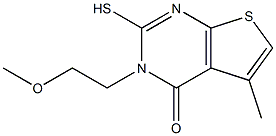 2-mercapto-3-(2-methoxyethyl)-5-methylthieno[2,3-d]pyrimidin-4(3H)-one,,结构式