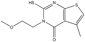 2-mercapto-3-(2-methoxyethyl)-5-methylthieno[2,3-d]pyrimidin-4(3H)-one Struktur