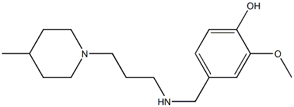 2-methoxy-4-({[3-(4-methylpiperidin-1-yl)propyl]amino}methyl)phenol,,结构式