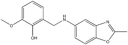 2-methoxy-6-{[(2-methyl-1,3-benzoxazol-5-yl)amino]methyl}phenol 结构式