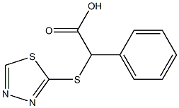 2-phenyl-2-(1,3,4-thiadiazol-2-ylsulfanyl)acetic acid Struktur