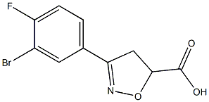 3-(3-bromo-4-fluorophenyl)-4,5-dihydro-1,2-oxazole-5-carboxylic acid,,结构式