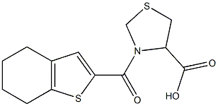 3-(4,5,6,7-tetrahydro-1-benzothiophen-2-ylcarbonyl)-1,3-thiazolidine-4-carboxylic acid Struktur