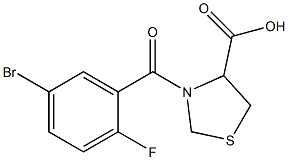 3-(5-bromo-2-fluorobenzoyl)-1,3-thiazolidine-4-carboxylic acid,,结构式