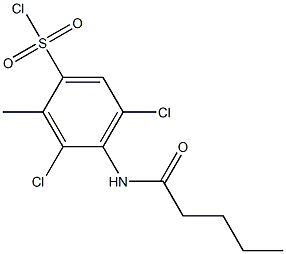 3,5-dichloro-2-methyl-4-pentanamidobenzene-1-sulfonyl chloride Struktur