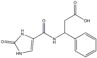 3-[(2-oxo-2,3-dihydro-1H-imidazol-4-yl)formamido]-3-phenylpropanoic acid 化学構造式