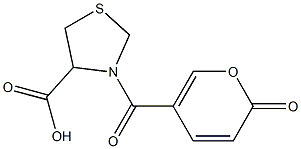 3-[(2-oxo-2H-pyran-5-yl)carbonyl]-1,3-thiazolidine-4-carboxylic acid 化学構造式