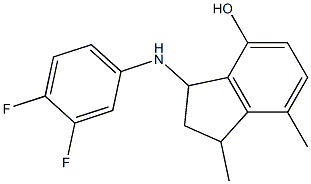 3-[(3,4-difluorophenyl)amino]-1,7-dimethyl-2,3-dihydro-1H-inden-4-ol 化学構造式