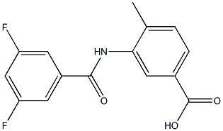3-[(3,5-difluorobenzene)amido]-4-methylbenzoic acid 化学構造式