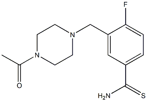 3-[(4-acetylpiperazin-1-yl)methyl]-4-fluorobenzenecarbothioamide,,结构式