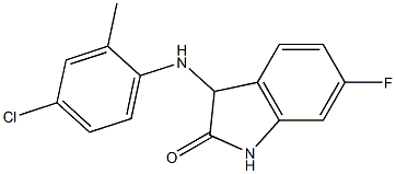 3-[(4-chloro-2-methylphenyl)amino]-6-fluoro-2,3-dihydro-1H-indol-2-one,,结构式