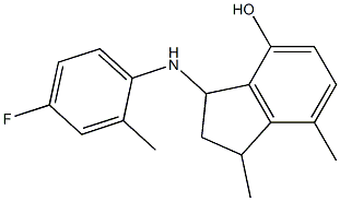 3-[(4-fluoro-2-methylphenyl)amino]-1,7-dimethyl-2,3-dihydro-1H-inden-4-ol|