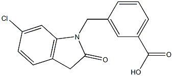 3-[(6-chloro-2-oxo-2,3-dihydro-1H-indol-1-yl)methyl]benzoic acid 结构式