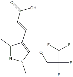 3-[1,3-dimethyl-5-(2,2,3,3-tetrafluoropropoxy)-1H-pyrazol-4-yl]prop-2-enoic acid 化学構造式