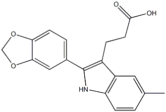 3-[2-(1,3-benzodioxol-5-yl)-5-methyl-1H-indol-3-yl]propanoic acid,,结构式
