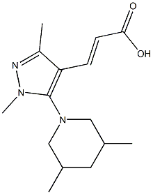 3-[5-(3,5-dimethylpiperidin-1-yl)-1,3-dimethyl-1H-pyrazol-4-yl]prop-2-enoic acid,,结构式