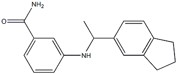 3-{[1-(2,3-dihydro-1H-inden-5-yl)ethyl]amino}benzamide Struktur