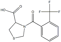 3-{[2-(trifluoromethyl)phenyl]carbonyl}-1,3-thiazolidine-4-carboxylic acid Struktur
