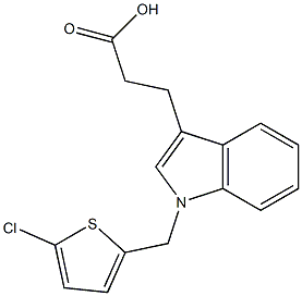 3-{1-[(5-chlorothiophen-2-yl)methyl]-1H-indol-3-yl}propanoic acid Struktur
